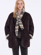 fano Warm Reversible Printed Casual Lapel Regular Fit Young Women Puffer Jackets