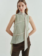 someonesometimes Versatile Viscose Blend Slim Lettuce Edge Camisole Cardamom Green Tank Tops