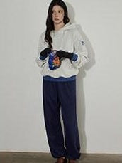 Lofi choose Fleece Lined Cotton Relaxed Hooded Pullover Smart Casual Long Sleeve Navy Hoodie