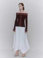 someone sometimes Recycled Viscose Linen Blend High Waist Asymmetric A Line Women Maxi Skirts