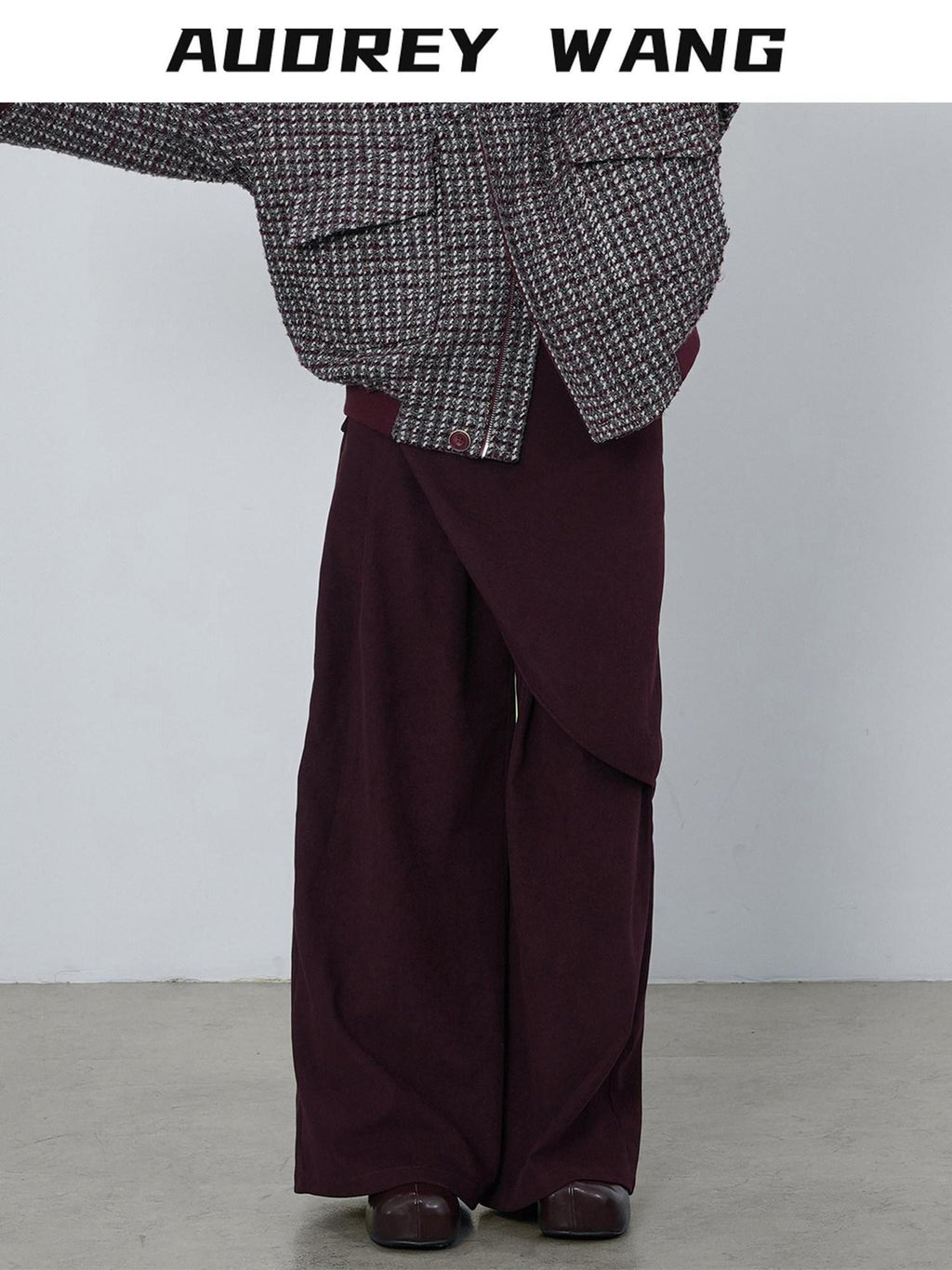 audreyyang Comfort Stretch Asymmetric Minimalist High Waist Loose Fit Women Straight Pants