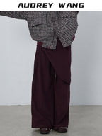 audreyyang Comfort Stretch Asymmetric Minimalist High Waist Loose Fit Women Straight Pants