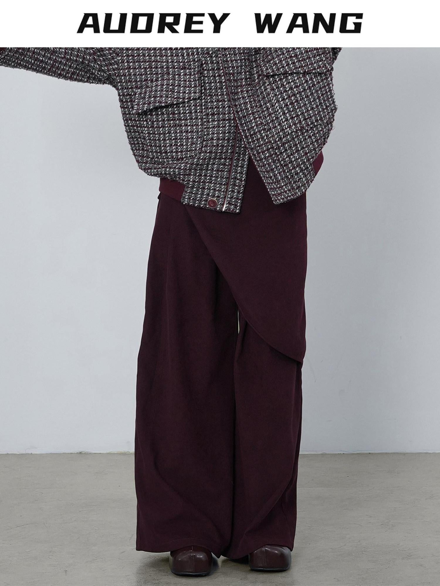audreyyang Comfort Stretch Asymmetric Minimalist High Waist Loose Fit Women Straight Pants