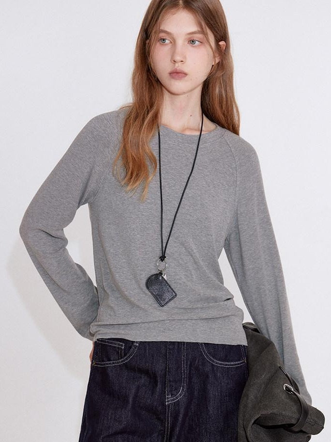 fano Soft Faux Cashmere Relaxed Fit Office Women Solid Long Sleeve T-Shirts