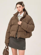 ikyou 90 Percent White Duck Down Memory Fabric Minimalist Straight Short Down Jackets