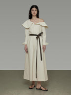unspoken Comfortable Cotton Blend High Waist Asymmetrical Shirt Dress Office Maxi Dresses