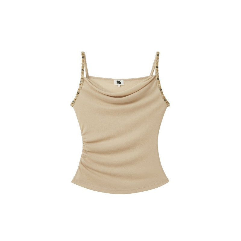 someonesometimes Pleated Zipper Slim Fit Chic Minimalist Women Recycled Fabric Camisoles