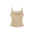 someonesometimes Pleated Zipper Slim Fit Chic Minimalist Women Recycled Fabric Camisoles