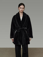 unspoken Warm V-neck Minimal Commuter Loose Midlength Women Everyday Black Long Coats