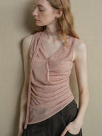 someonesometimes Lightweight Poly Blend Office Slim Fit Strappy Solid Blush Women Camisoles