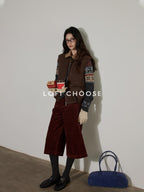 Lofi choose Wool Blend Vintage Loose Fit Round Neck Button Gray Knit Cardigans