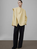 unspoken Minimal Commuter Short Straight Fit Women Cream Yellow S M Wool Coats