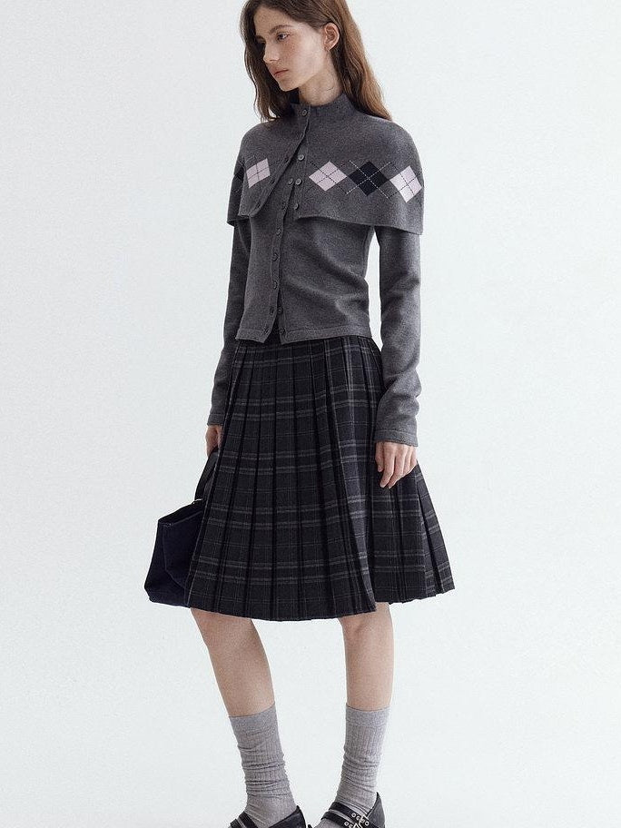 fano Button Front Two Piece Knit Crew Neck Long Sleeve Women Office Cardigans