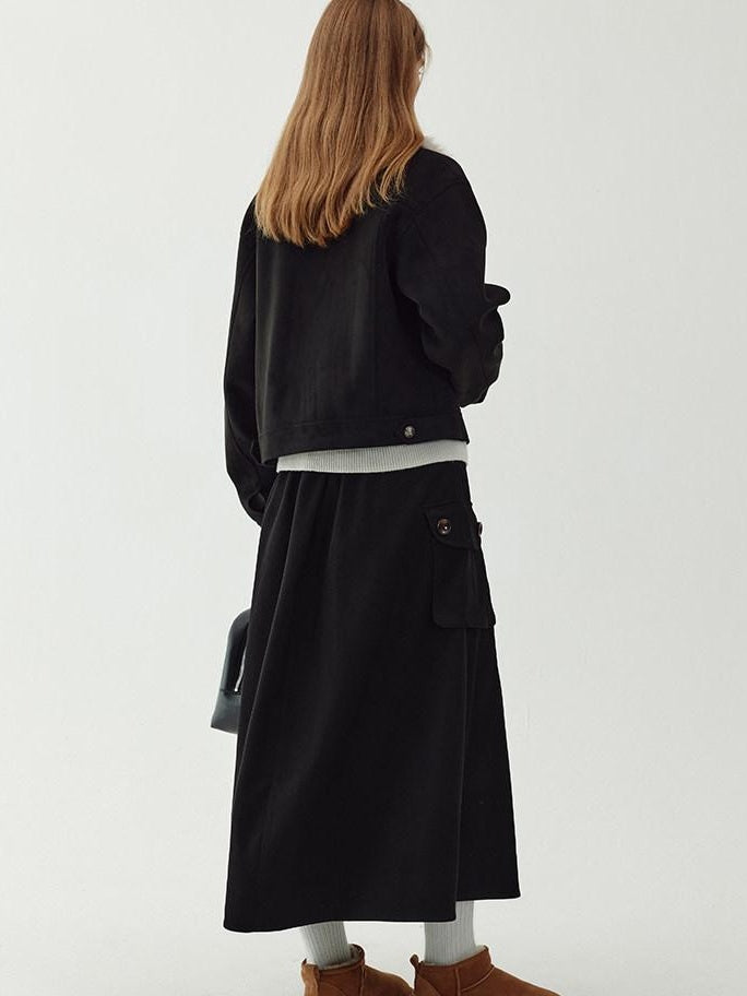 fano Detachable Padded Liner Casual Loose Women Pocket Poly Stretch Cropped Jackets