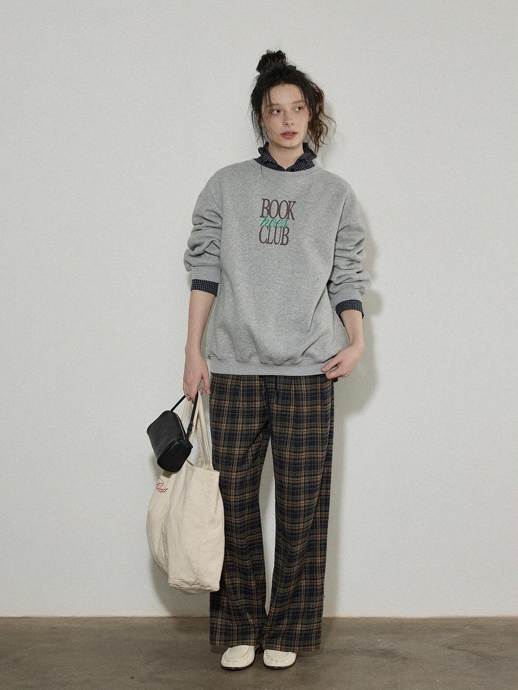 Lofi choose Fleece Lined Oversized Crew Neck Workwear Women Cotton Polyester Blend Sweatshirt