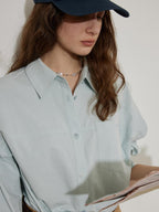 Lofi choose Breathable Cotton Loose Fit Lapel Collar Button Long Sleeve Office Women Shirts
