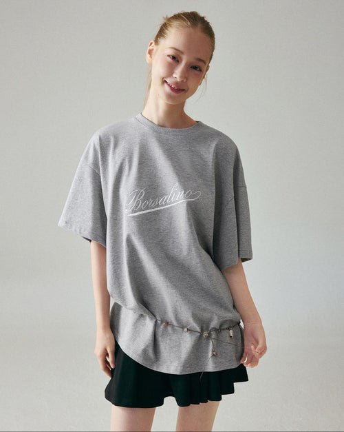fano 100 Percent Cotton Loose Fit Korean Commuter Gray Crewneck Long Sleeve T-Shirts