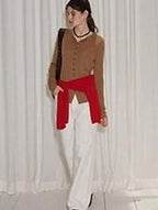 Lofi choose Button Front Slim Fit Commuter Womens Crew Neck Long Sleeve Knit Cardigans
