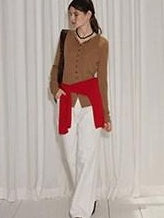 Lofi choose Button Front Slim Fit Commuter Womens Crew Neck Long Sleeve Knit Cardigans