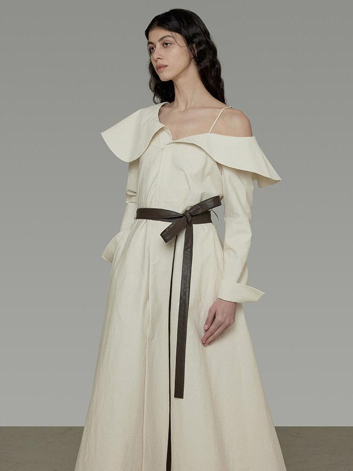 unspoken Comfortable Cotton Blend High Waist Asymmetrical Shirt Dress Office Maxi Dresses