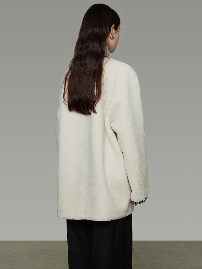unspoken 3D Tailored Clean Minimalist Loose Fit Women Office White Polyester Short Coat