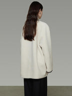 unspoken 3D Tailored Clean Minimalist Loose Fit Women Office White Polyester Short Coat