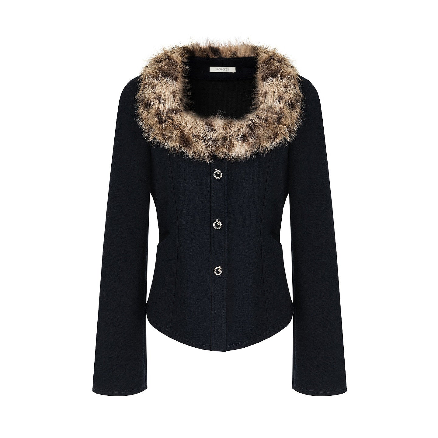unspoken_Warm_Fur_Collar_Slim_Cropped_Workwear_Women_Cotton_Leopard_Navy_Cardigans_MISSTT