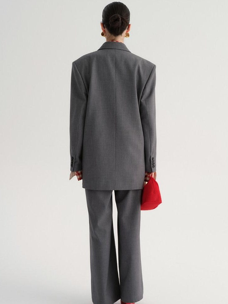 audreyyang Single Button Relaxed Fit Polyester Office For Women Long Sleeve Solid Blazers