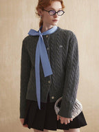 fano Pure Lambswool Minimal Commuter Low Round Neck Button Knitwear Women Cardigans
