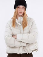 fano 90 Percent White Duck Down Warm Stand Collar Zipper Women Gray Down Jackets
