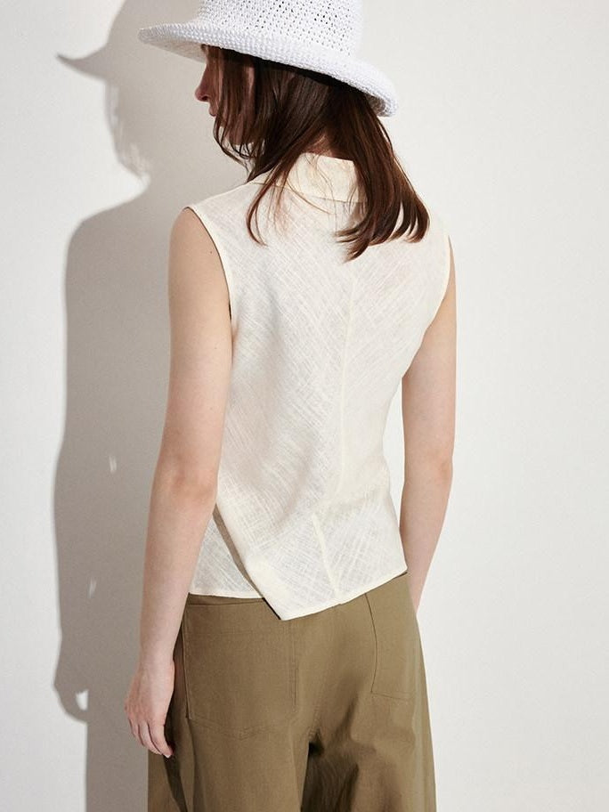 fano Breathable Viscose Linen Blend Slim Fit Office Commuter Solid Tank Tops
