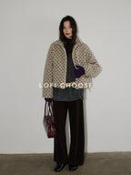Lofi choose Cozy Modal Wool Blend Polka Dot Turtleneck Loose Fit Women Office Knit Sweaters