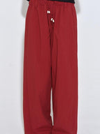 fano High Waist Elastic Minimal Korean Workwear Wide Leg Nylon Red Straight Pants