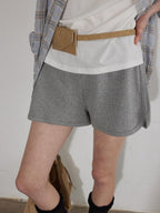 Lofi choose High Waist Loose Straight Leg Women Commuter Grey Casual Mini Shorts