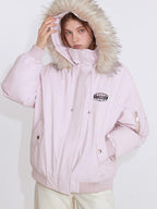 fano White Duck 90 Percent Down Removable Hood Casual Regular Women Pink Down Jackets