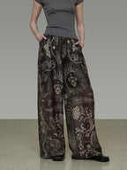 unspoken High Waist Pockets Loose Office Minimal Polyester Olive Brown Wide Leg Pants