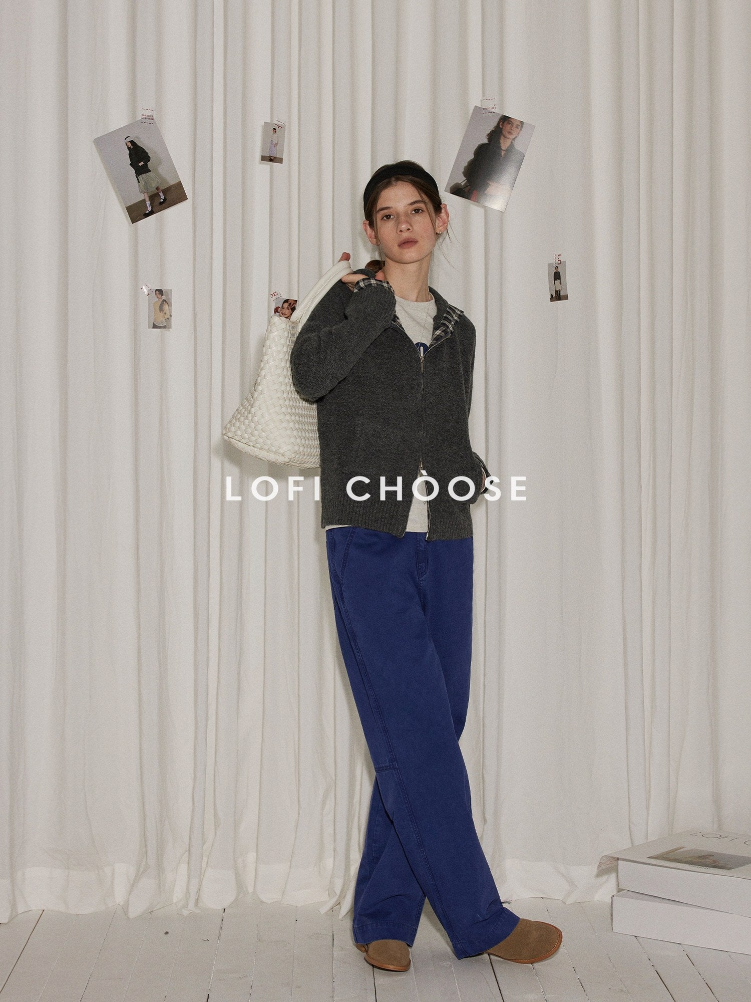 Lofi choose High Waist Distressed Vintage Blue Relaxed Cotton Zip Fly Womens Wide Leg Jeans