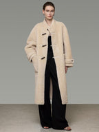 unspoken Warm Faux Fur Lined Vintage Loose Fit Stand Collar Women Daily Long Coats