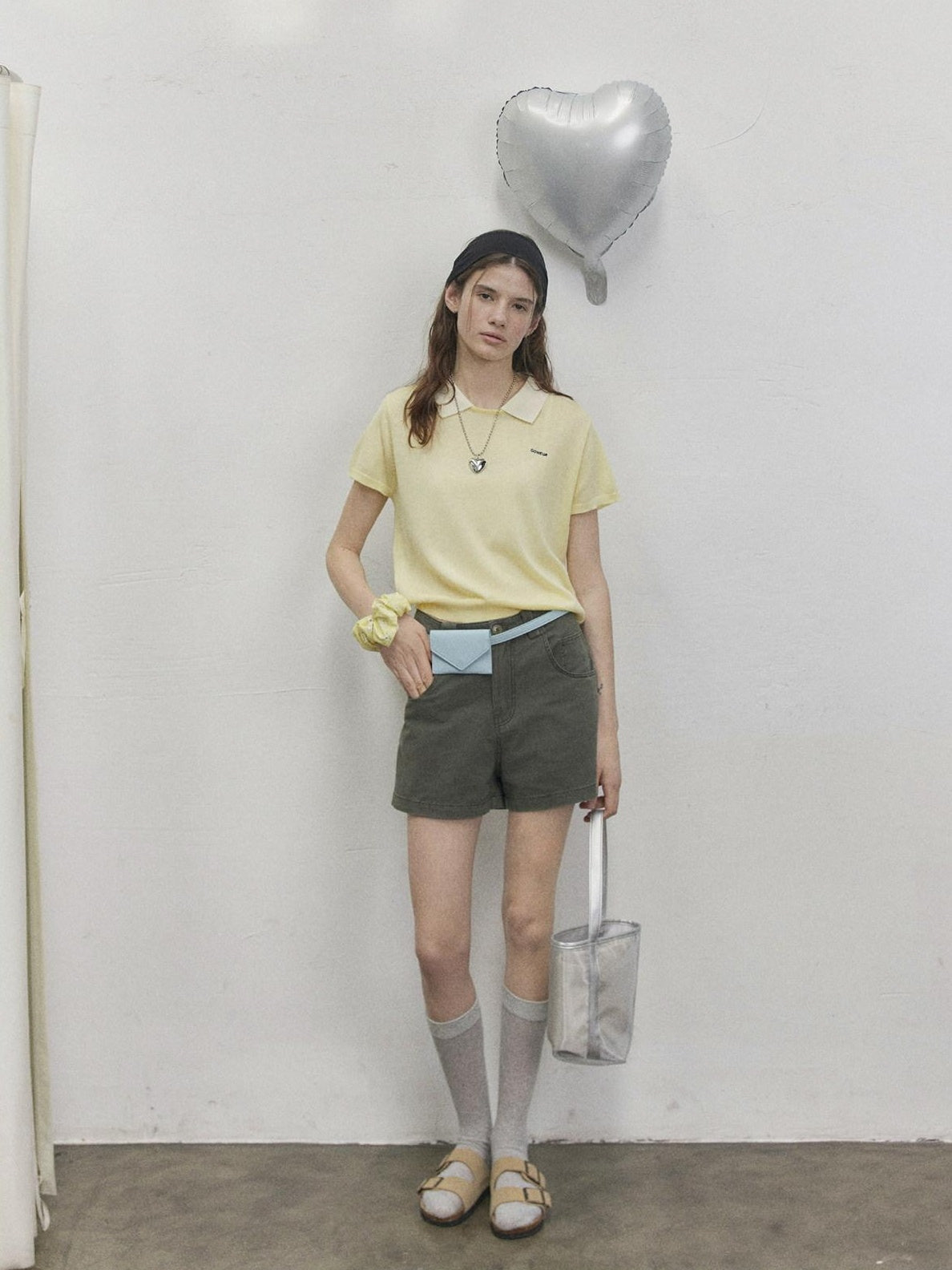 Lofi choose High Waist Distressed Loose Fit Women Zip Washed Green Mid-Length Shorts