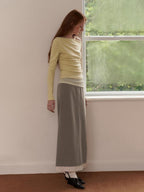 someone sometimes Elegant Patchwork Low Waist H Shape Straight Camel Women Daily Midi Skirts