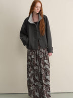 someonesometimes Lace Paisley Tie Mid Waist Relaxed H Line Casual Vacation Ladies Maxi Skirts