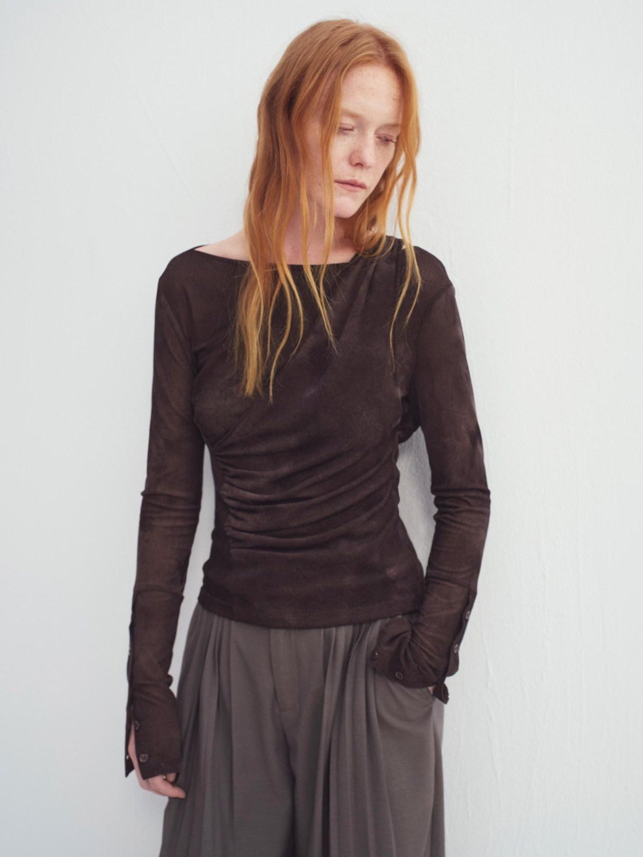 someonesometimes Soft Stretch V-neck Slim Casual Women Polyester Spandex Long Sleeve T-Shirts