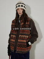 Lofi choose Soft Acrylic V-neck Loose Fit Office Knit Pullover Grey Brown Sweaters