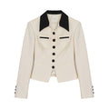 unspoken_Colorblock_Polo_Collar_Button_Slim_Fit_Office_Women_Polyester_Blouses_MISSTT