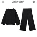 audreyyang Lyocell Blend Casual Loose Pullover Round Neck Women Two Piece Knit Sweaters