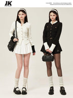 ikyou Warm Cotton Slim Embroidered Pocket Office Long Sleeve Button Solid Blouses