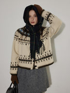 Lofi choose Knit Wool Blend Zip Cardigan Loose Fit Office Gray Short Skirt Top & Skirt Sets
