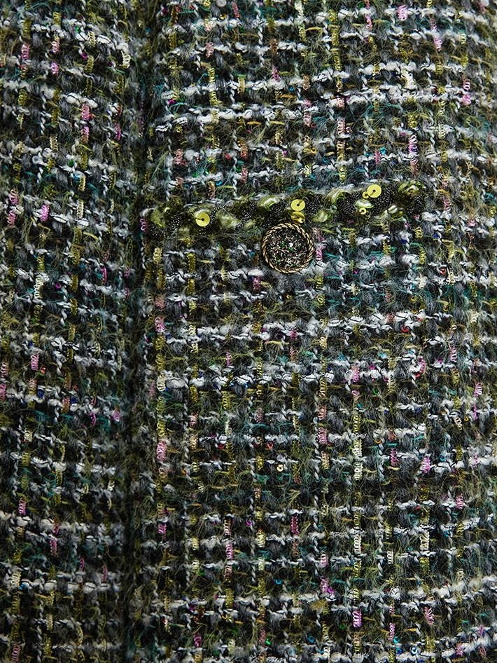 unspoken Lambswool Blend Structured Commuter Round Neck Relaxed Green Wool Coats