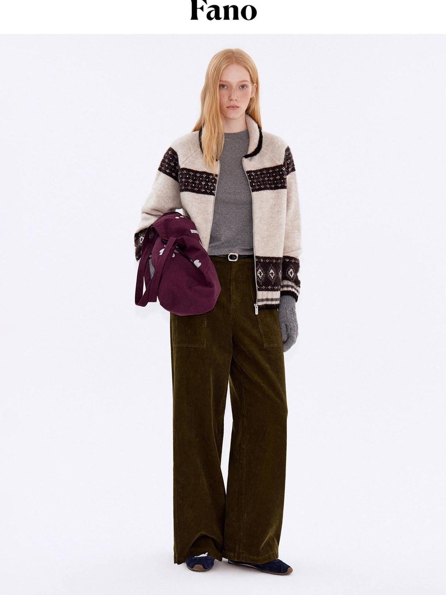 fano Breathable Cotton Vintage Straight Natural Waist Large Pockets Wide Leg Pants