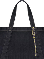 fano Spacious Open Top Casual Minimalist Denim Blue Everyday Women Tote Bags